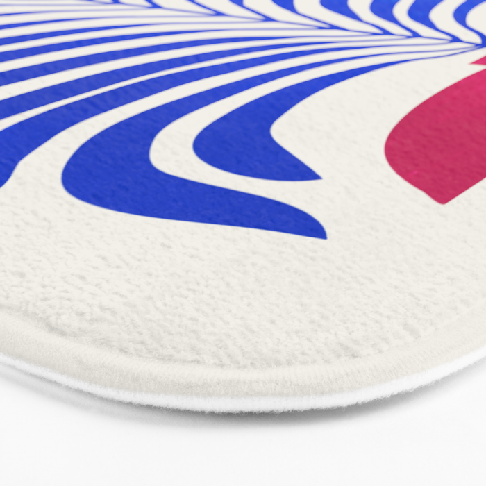 THE VASE 01: Cerise & Persian Blue Leaves Bath Mat Gallery Image 3