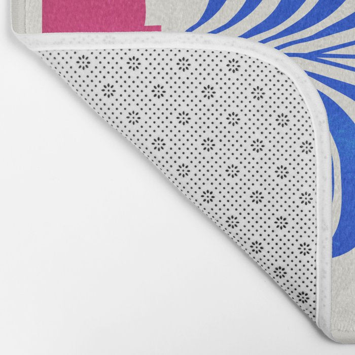THE VASE 01: Cerise & Persian Blue Leaves Bath Mat Gallery Image 2