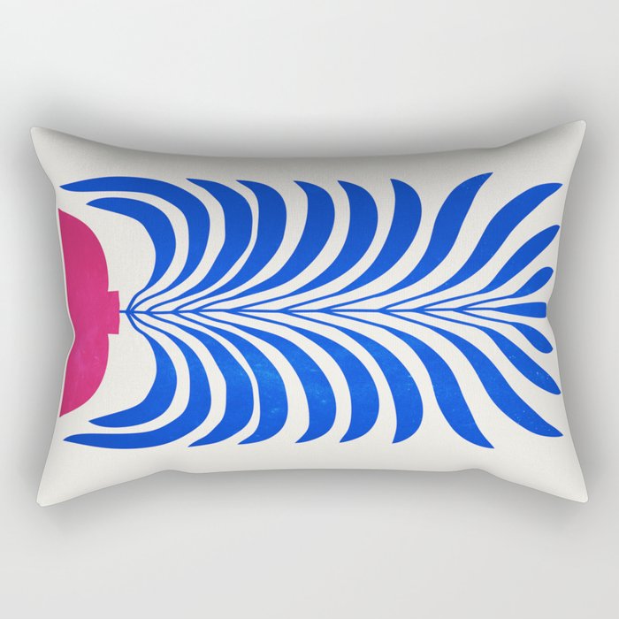 THE VASE 01: Cerise & Persian Blue Leaves Rectangular Pillow Gallery Image 1