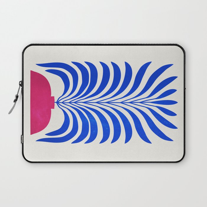 THE VASE 01: Cerise & Persian Blue Leaves Laptop Sleeve Gallery Image 1