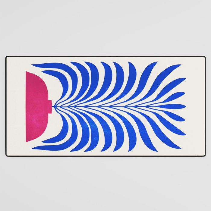 THE VASE 01: Cerise & Persian Blue Leaves Desk Mat Gallery Image 3