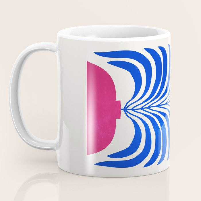 THE VASE 01: Cerise & Persian Blue Leaves Coffee Mug Gallery Image 3