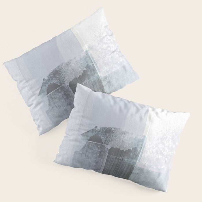 Blue Grey Minimalist Abstract Painting Pillow Sham Gallery Image 1