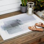 Blue Grey Minimalist Abstract Painting Outdoor Rug Gallery Image 2