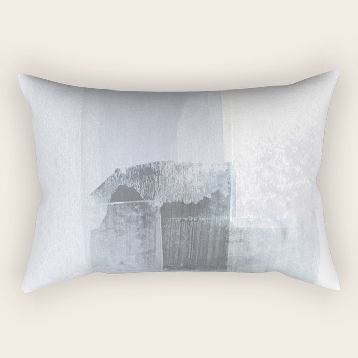 Blue Grey Minimalist Abstract Painting Rectangular Pillow Gallery Image 1