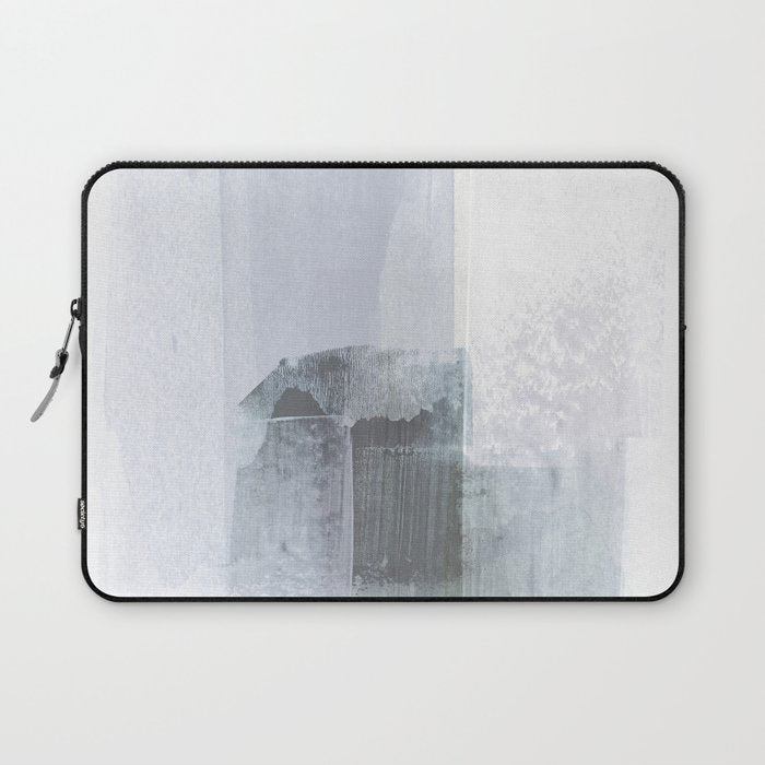 Blue Grey Minimalist Abstract Painting Laptop Sleeve Gallery Image 1