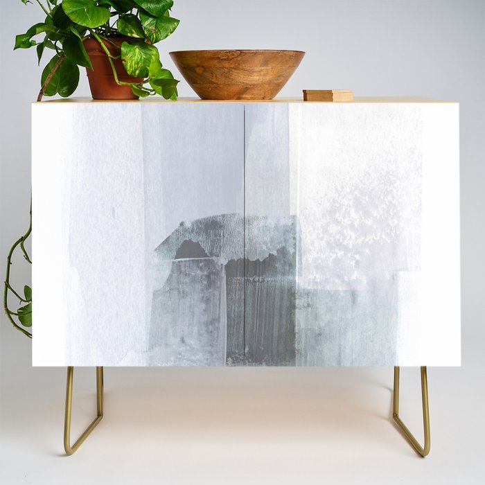 Blue Grey Minimalist Abstract Painting Credenza Gallery Image 1