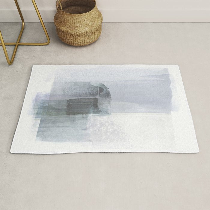 Blue Grey Minimalist Abstract Painting Rug Gallery Image 1