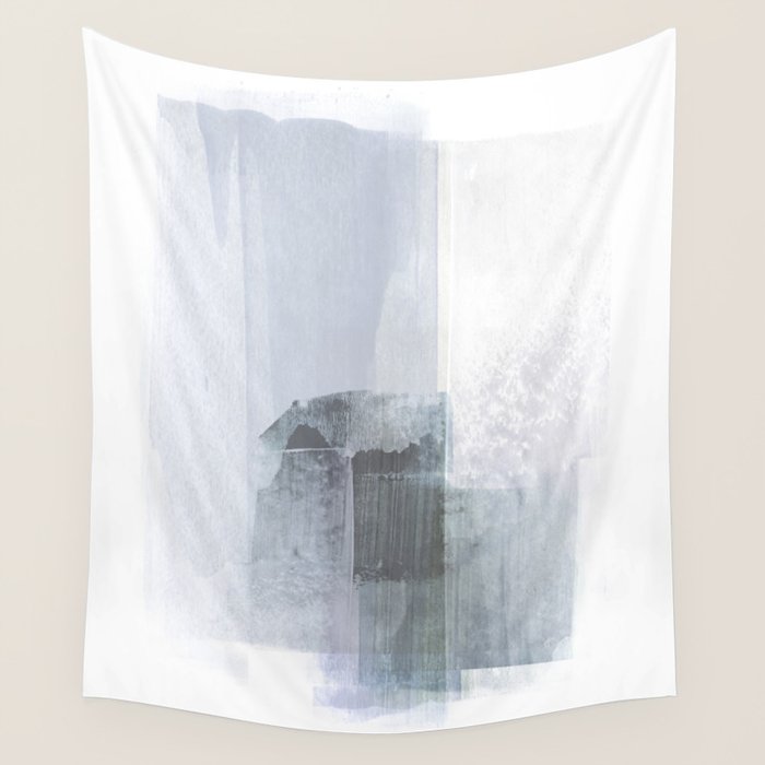 Blue Grey Minimalist Abstract Painting Wall Tapestry Gallery Image 1