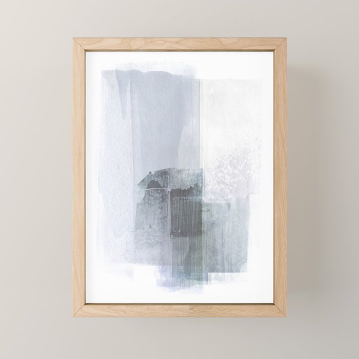 Blue Grey Minimalist Abstract Painting Mini Art Print Gallery Image 1