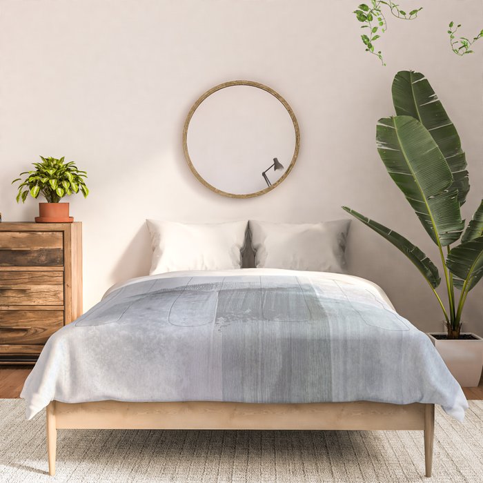 Blue Grey Minimalist Abstract Painting Comforter Gallery Image 3