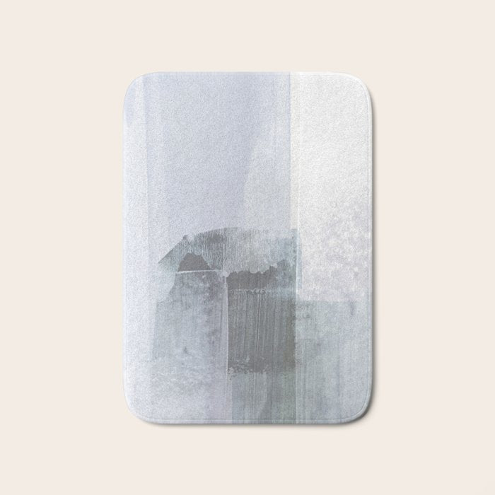 Blue Grey Minimalist Abstract Painting Bath Mat Gallery Image 1