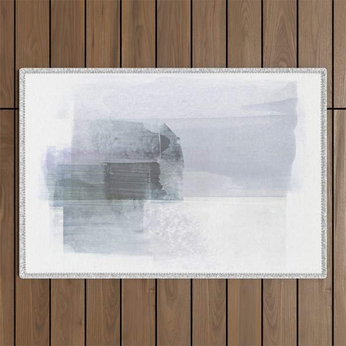 Blue Grey Minimalist Abstract Painting Outdoor Rug Gallery Image 1