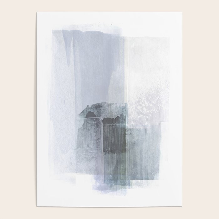 Blue Grey Minimalist Abstract Painting Poster Gallery Image 4