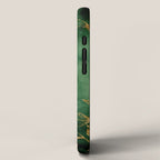 Winter Gold Flowers On Emerald Marble Texture iPhone Case Gallery Image 2