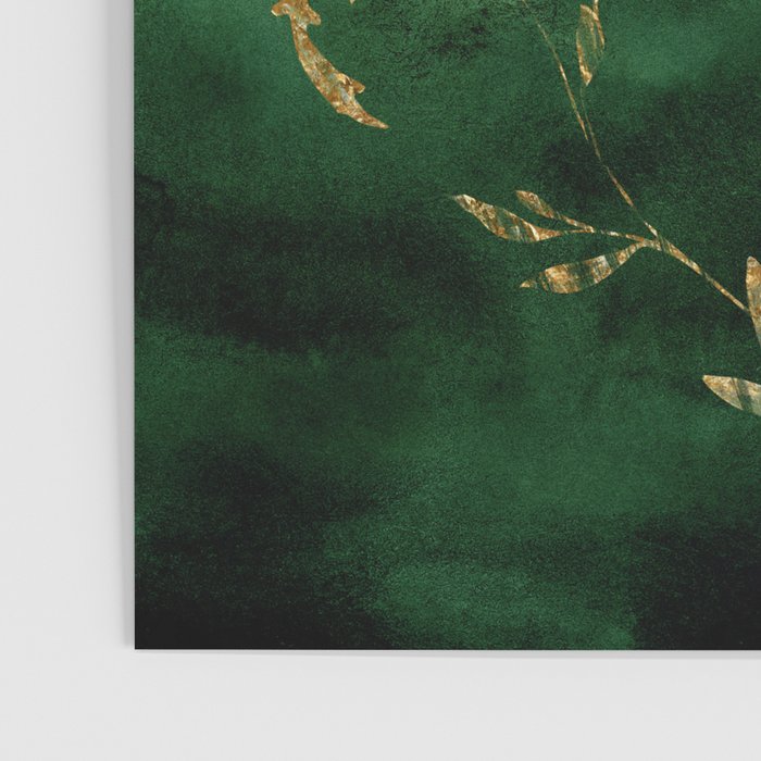 Winter Gold Flowers On Emerald Marble Texture Poster Gallery Image 3