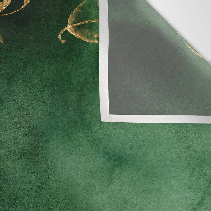 Winter Gold Flowers On Emerald Marble Texture Wall Tapestry Gallery Image 3