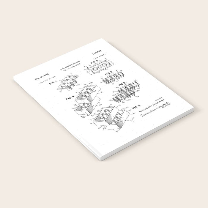 Legos Patent - Legos Brick Art - Black And White Notebook Gallery Image 1