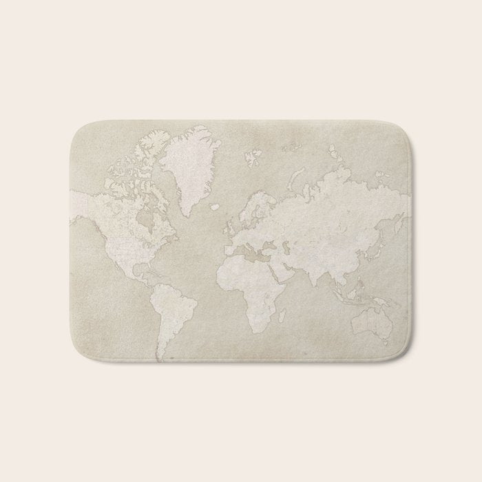 Sepia vintage world map with cities Bath Mat Gallery Image 1