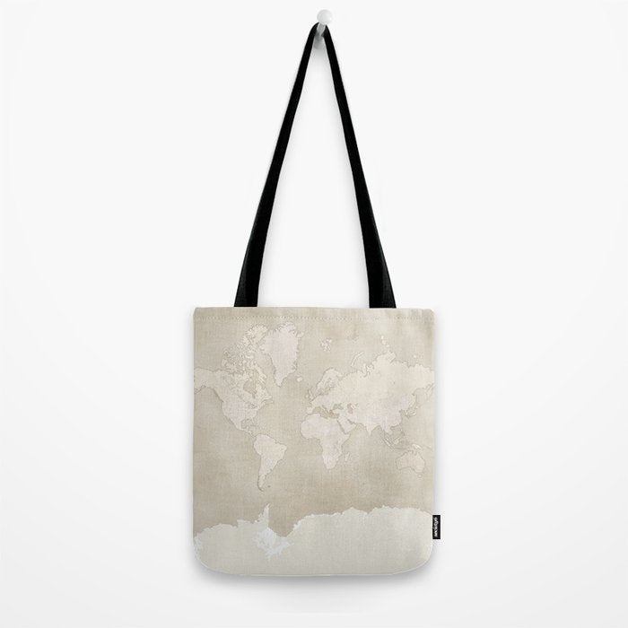 Sepia vintage world map with cities Tote Bag Gallery Image 2