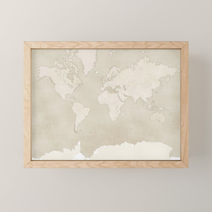 Sepia vintage world map with cities Mini Art Print Gallery Image 1