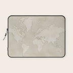Sepia vintage world map with cities Laptop Sleeve Gallery Image 1