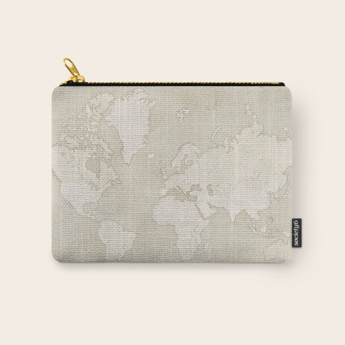 Sepia vintage world map with cities Carry All Pouch