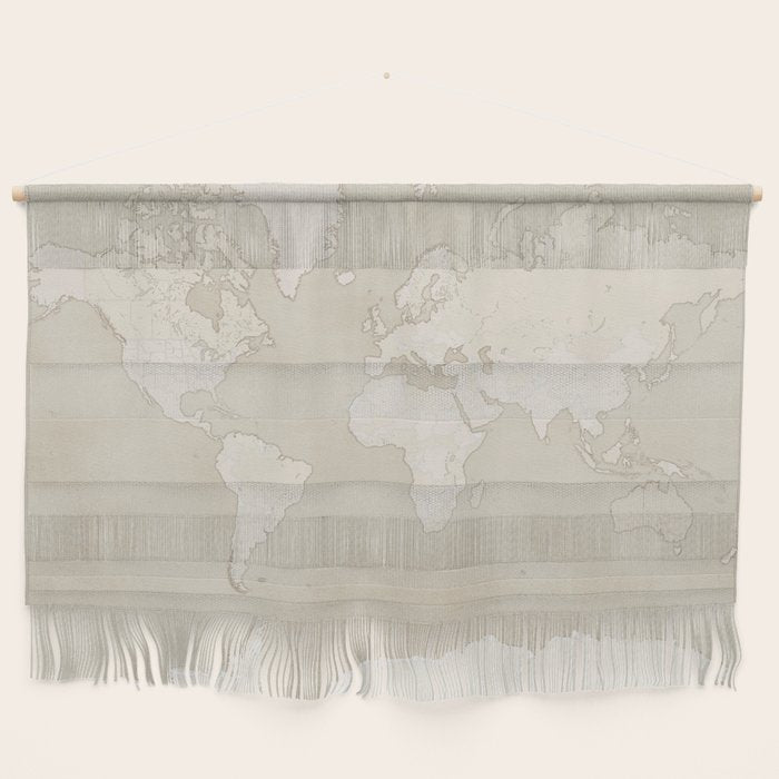 Sepia vintage world map with cities Wall Hanging Gallery Image 1