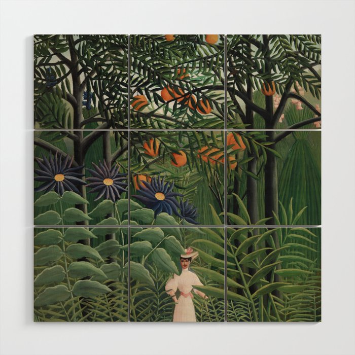 Woman Walking in an Exotic Forest (Femme se promenant dans une foreÌt exotique) (1905) by Henri Rousseau.  Wood Wall Art Gallery Image 1