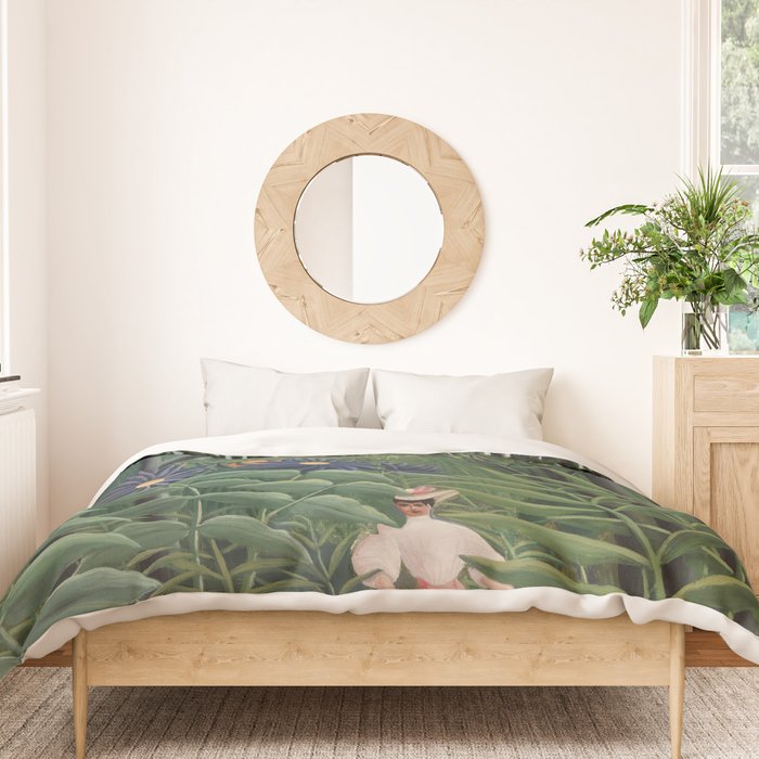 Woman Walking in an Exotic Forest (Femme se promenant dans une foreÌt exotique) (1905) by Henri Rousseau.  Duvet Cover Gallery Image 3