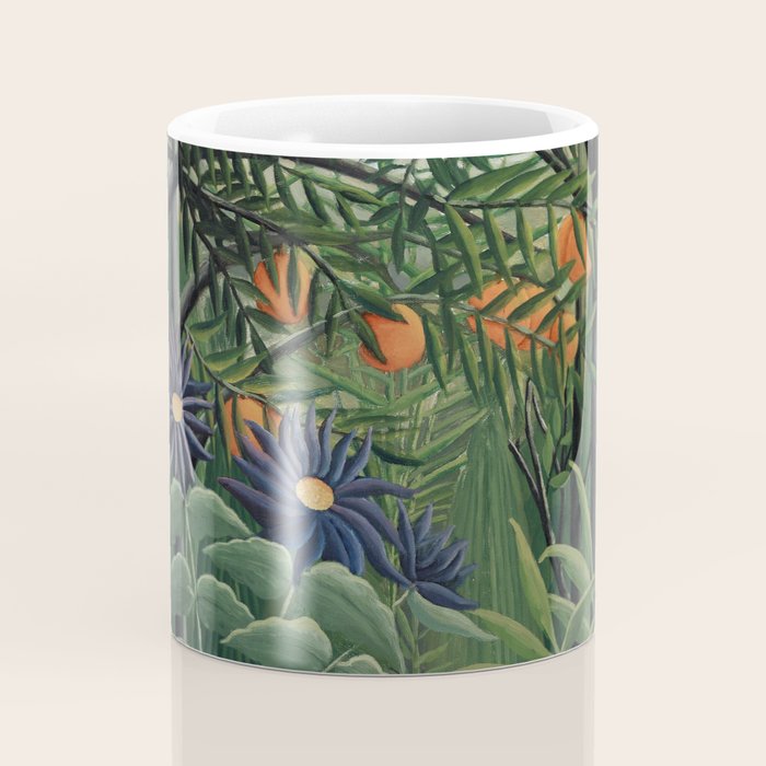 Woman Walking in an Exotic Forest (Femme se promenant dans une foreÌt exotique) (1905) by Henri Rousseau.  Coffee Mug Gallery Image 4