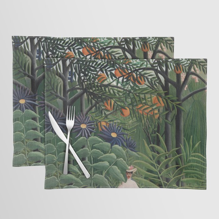 Woman Walking in an Exotic Forest (Femme se promenant dans une foreÌt exotique) (1905) by Henri Rousseau.  Placemat Gallery Image 1