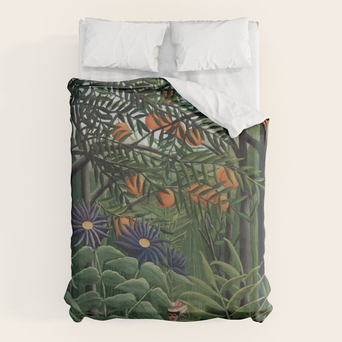 Woman Walking in an Exotic Forest (Femme se promenant dans une foreÌt exotique) (1905) by Henri Rousseau.  Duvet Cover Gallery Image 1