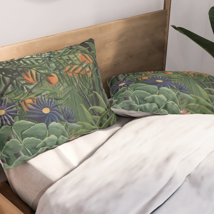 Woman Walking in an Exotic Forest (Femme se promenant dans une foreÌt exotique) (1905) by Henri Rousseau.  Pillow Sham Gallery Image 2