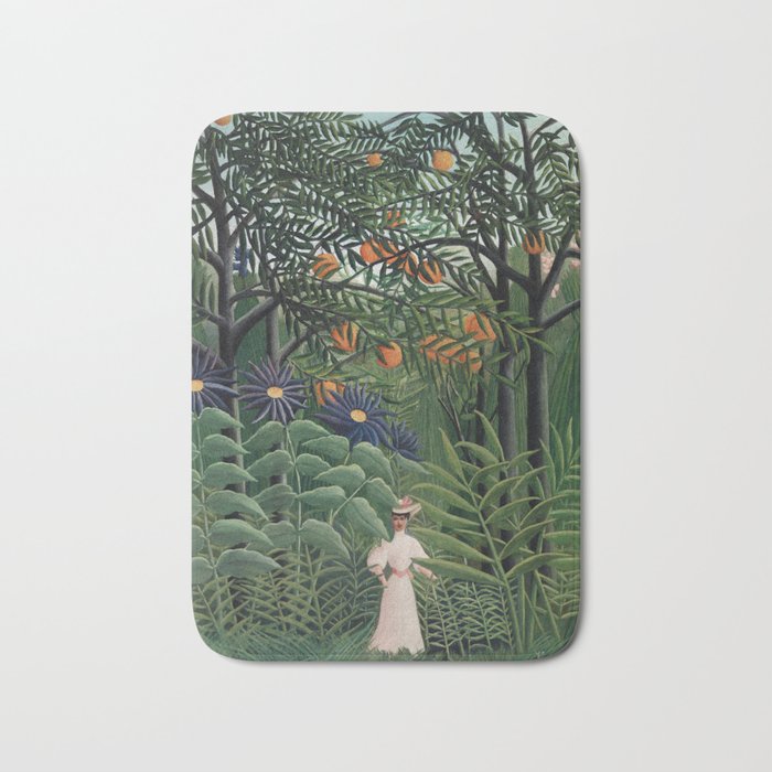 Woman Walking in an Exotic Forest (Femme se promenant dans une foreÌt exotique) (1905) by Henri Rousseau.  Bath Mat Gallery Image 1