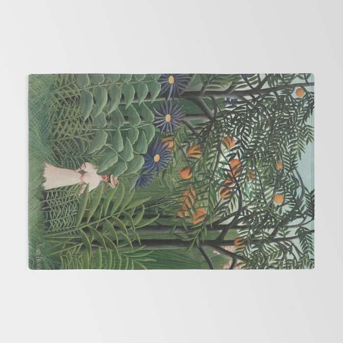 Woman Walking in an Exotic Forest (Femme se promenant dans une foreÌt exotique) (1905) by Henri Rousseau.  Rug Gallery Image 2
