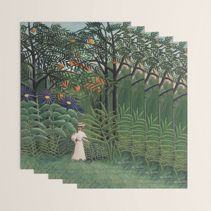 Woman Walking in an Exotic Forest (Femme se promenant dans une foreÌt exotique) (1905) by Henri Rousseau.  Wrapping Paper Gallery Image 3