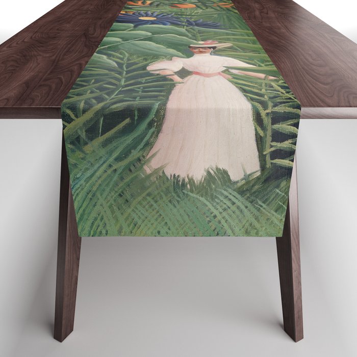 Woman Walking in an Exotic Forest (Femme se promenant dans une foreÌt exotique) (1905) by Henri Rousseau.  Table Runner Gallery Image 1