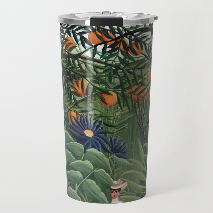Woman Walking in an Exotic Forest (Femme se promenant dans une foreÌt exotique) (1905) by Henri Rousseau.  Travel Mug Gallery Image 1