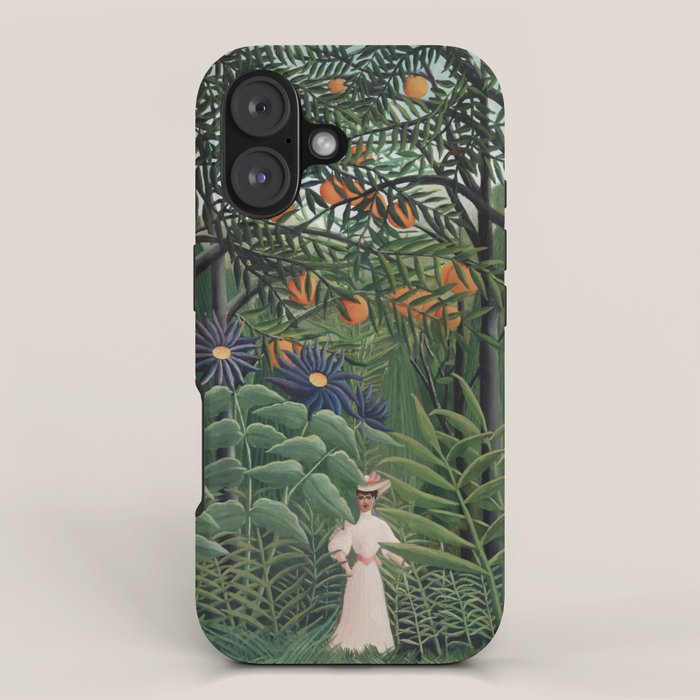 Woman Walking in an Exotic Forest (Femme se promenant dans une foreÌt exotique) (1905) by Henri Rousseau.  iPhone Case Gallery Image 1