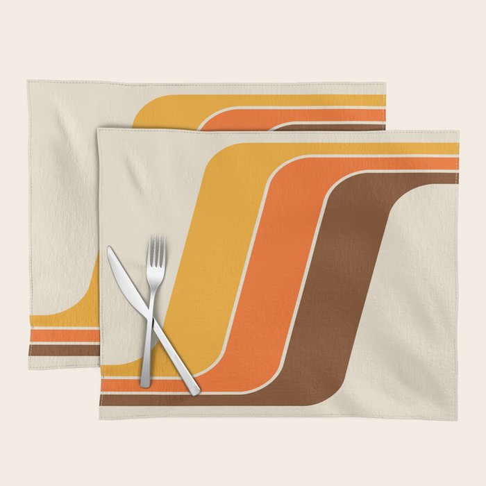 Retro 70s Stripe Colorful Rainbow 521 Placemat Gallery Image 1