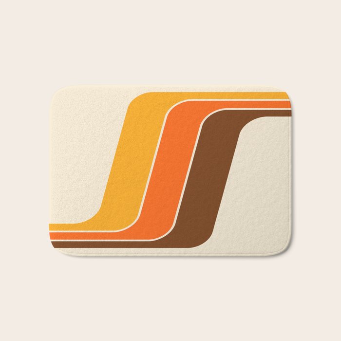 Retro 70s Stripe Colorful Rainbow 521 Bath Mat Gallery Image 1
