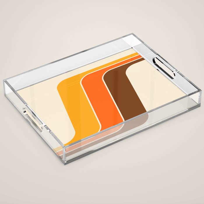 Retro 70s Stripe Colorful Rainbow 521 Acrylic Tray Gallery Image 1