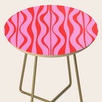 Retro Mod Hourglass Abstract Midcentury Modern Pattern in Preppy Pink and Red Side Table Gallery Image 2