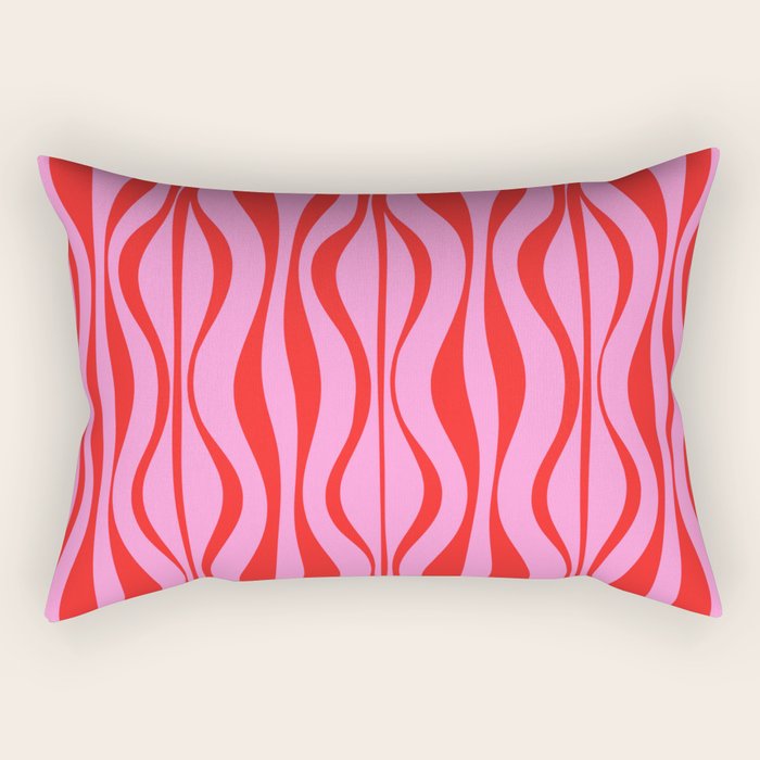 Retro Mod Hourglass Abstract Midcentury Modern Pattern in Preppy Pink and Red Rectangular Pillow Gallery Image 1