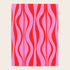 Retro Mod Hourglass Abstract Midcentury Modern Pattern in Preppy Pink and Red Poster Gallery Image 4