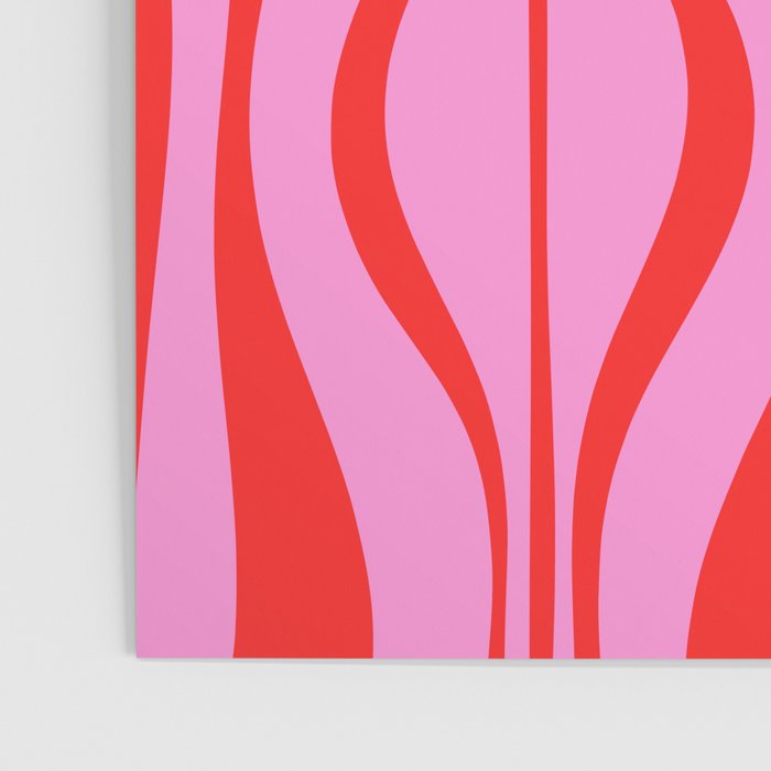 Retro Mod Hourglass Abstract Midcentury Modern Pattern in Preppy Pink and Red Poster Gallery Image 3