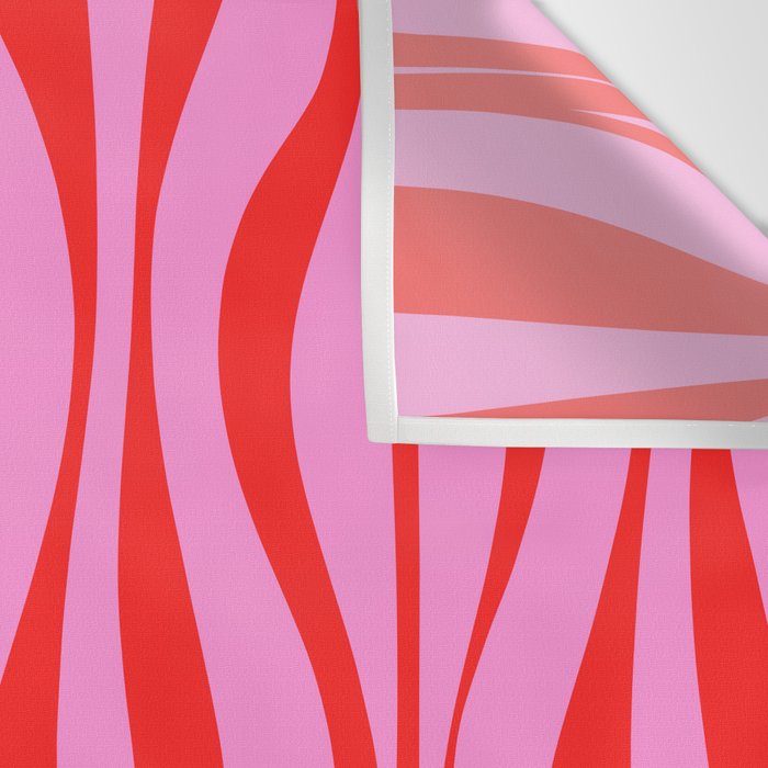 Retro Mod Hourglass Abstract Midcentury Modern Pattern in Preppy Pink and Red Wall Tapestry Gallery Image 3