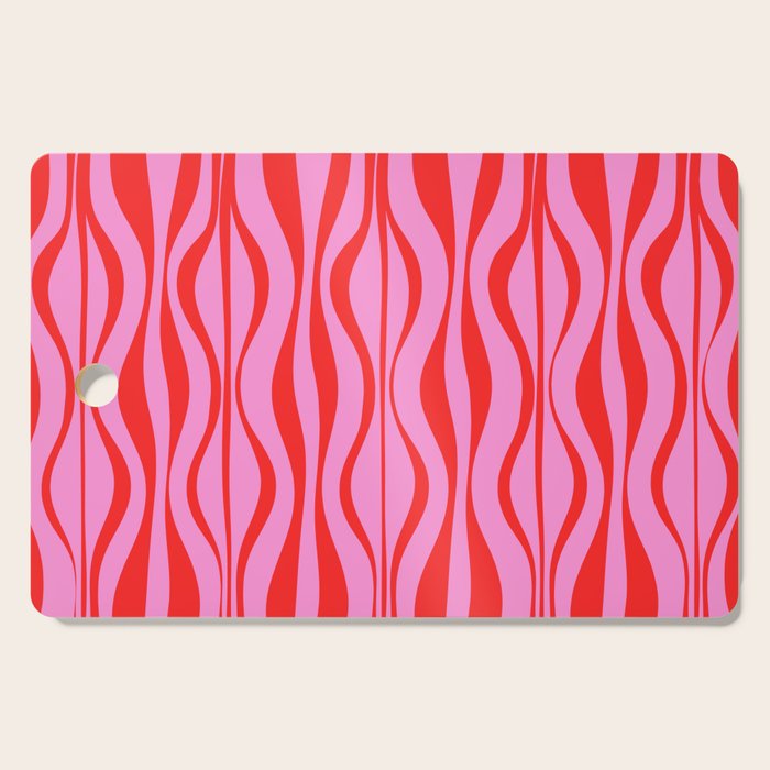 Retro Mod Hourglass Abstract Midcentury Modern Pattern in Preppy Pink and Red Cutting Board Gallery Image 1