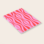 Retro Mod Hourglass Abstract Midcentury Modern Pattern in Preppy Pink and Red Notebook Gallery Image 3